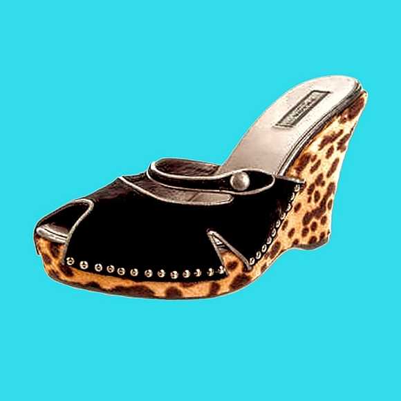 PRADA ✴️Animal Print/Calf Hair/Pony ✴️Platform Wedge Sandals/Slides Orig $675 - Picture 12 of 14